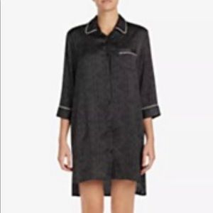 DKNY gray jersey button down cotton sleep shirt S